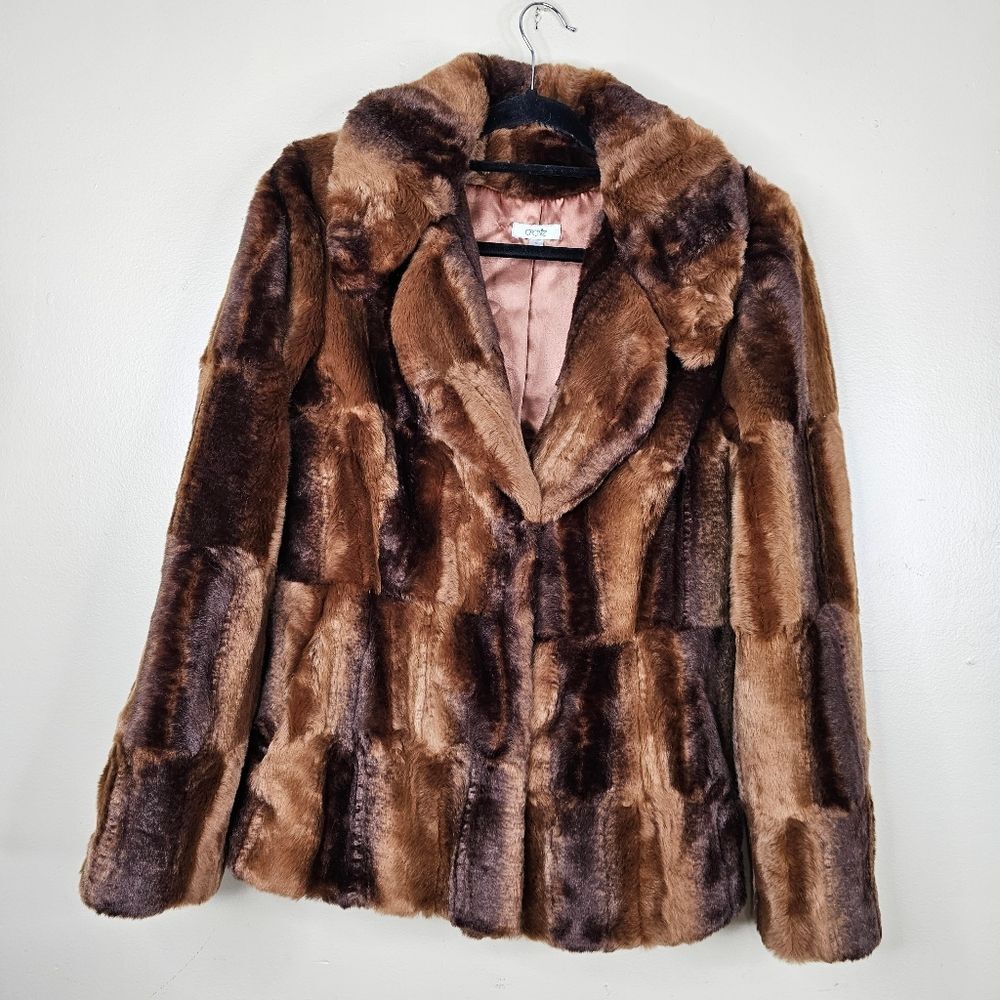 Cache Faux fur jacket with ribbon belt size M